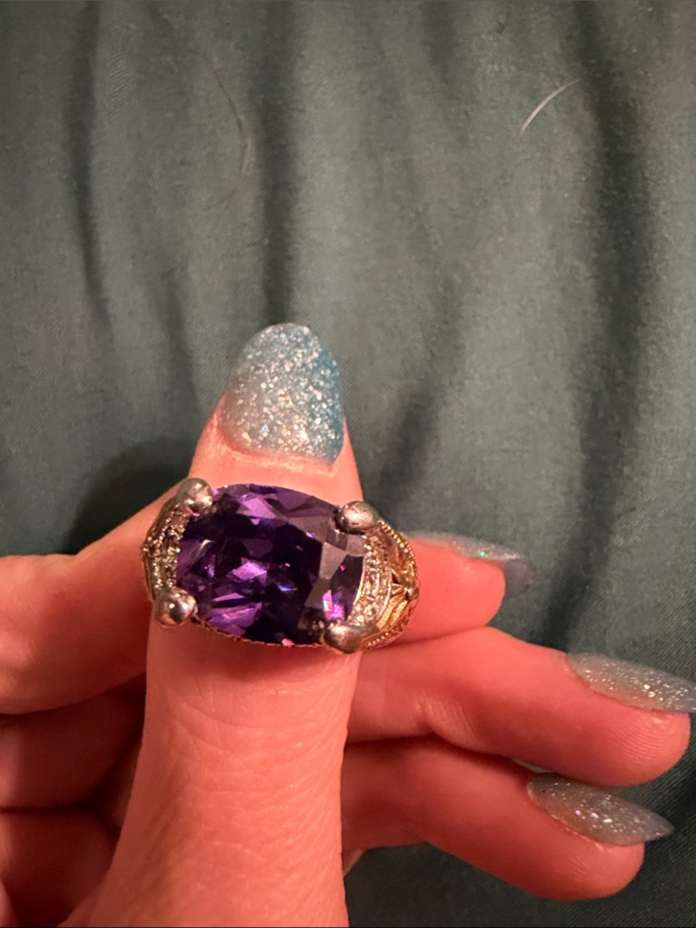 Elegant Purple Gemstone Cocktail Ring - Women Jewelry
